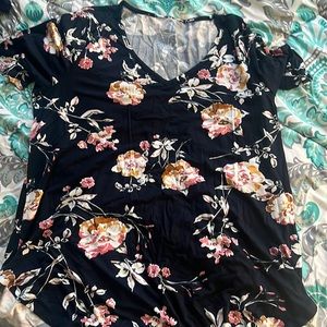 Maurices, extra large blue, pink and yellow flowered shirt